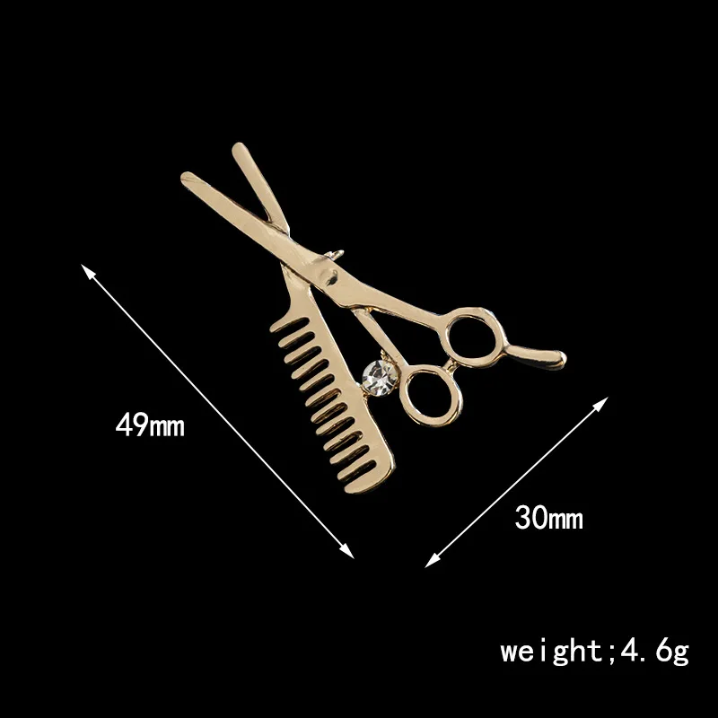 Comb & Scissors Brooch Hairdresser Gold Pin Broach Vintage Style Unisex Gift UK 