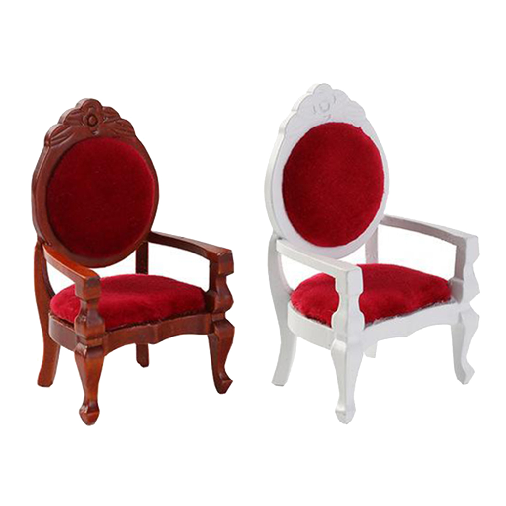 12th Dolls House Miniature Wooden Antique Chair Room Furnishings Model Toys