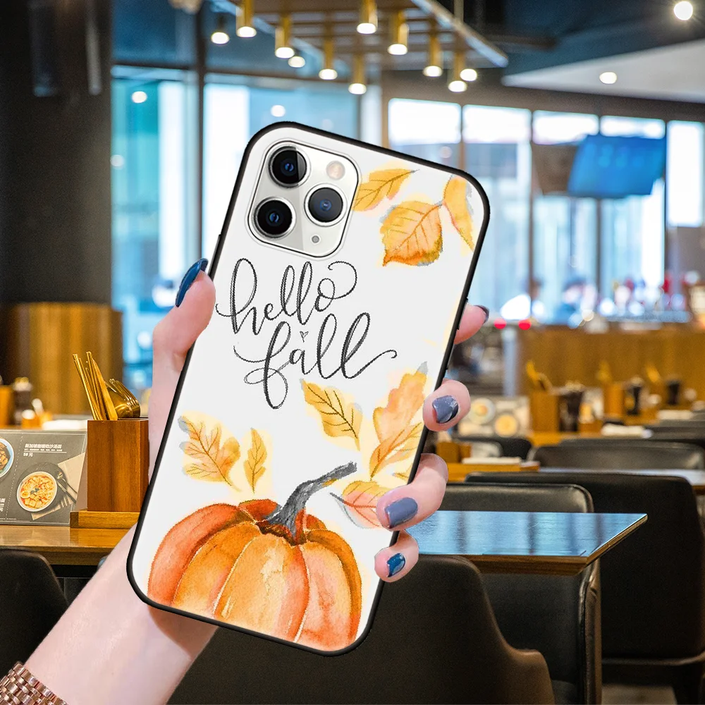 phone cases for iphone 11 Phone Case For Apple IPhone 13 12 11 Mini Pro MAX SE X XS XR 8 7 6 S Plus Black Cover Etui Luxury Waterproof Autumn Pumpkins cases for iphone xr