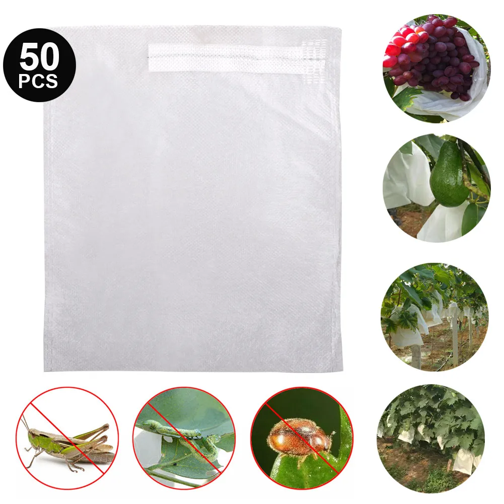 50PCS Garden Plant Fruit Cover Protect Net Mesh Bag Against Insect Bird Pest 