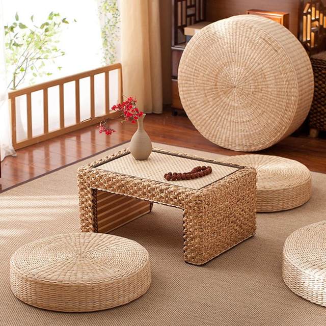 Tatami Cushion Meditation Cushion Round Straw Pouf Hand Woven Mat Chair Floor  Cushion For Meditation Yoga Pad Seat Floor Pillow - AliExpress