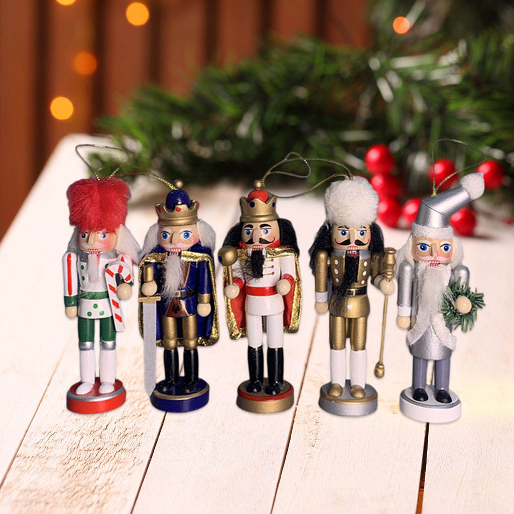 5Pieces 12cm Nutcracker Figures Nutcracker Soldier for Holiday Adults Gfits