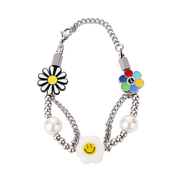 ROCKY Wu Yifan necklace hip-hop personality dice Pearl butterfly skull  smiley face necklace