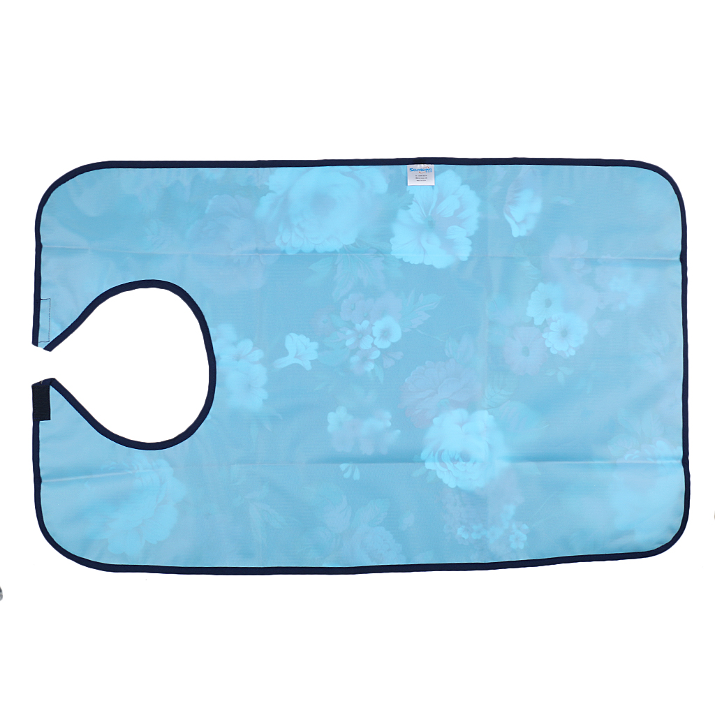 Reusable Waterproof Adult Elder Mealtime Bib Clothing Spill Protector Disability Aid Apron - Grid Lips Floral Flowers Print