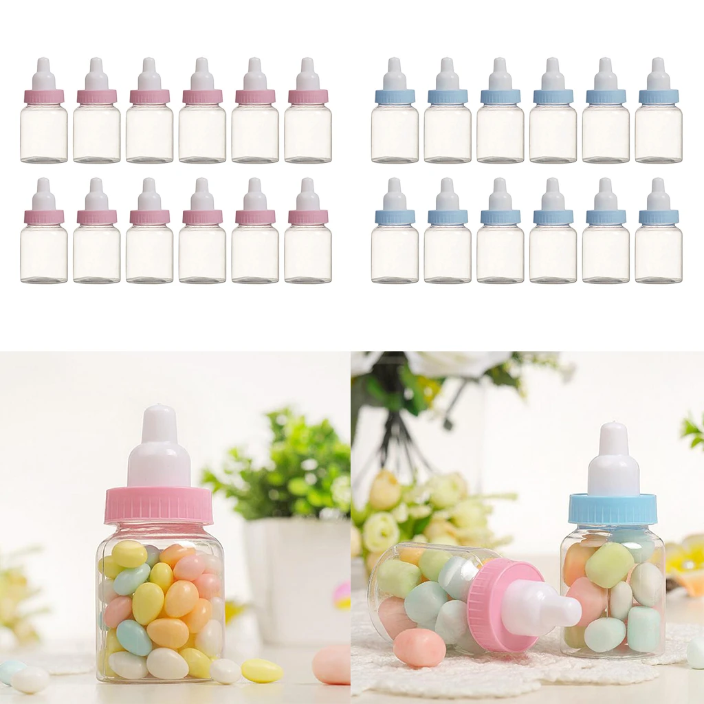 12pcs Baby Bottle Design Plastic Candy Box Bottle Boy Baby Shower Party Favors Gift Bags Kids Children Toys