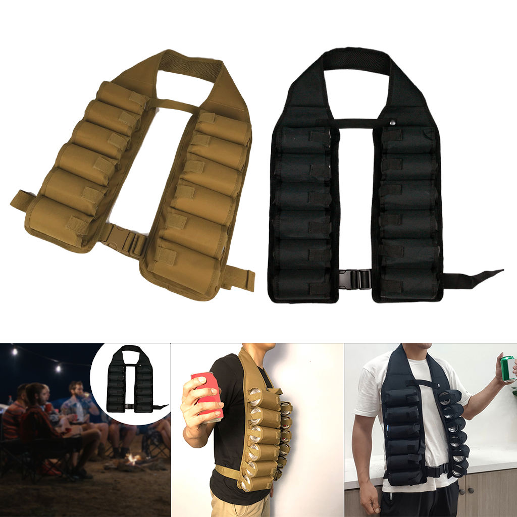 Drinking Vest 12-Pack with Inside Money Holder Beer Can  Beer Holster for Picnic Camping Travel Men