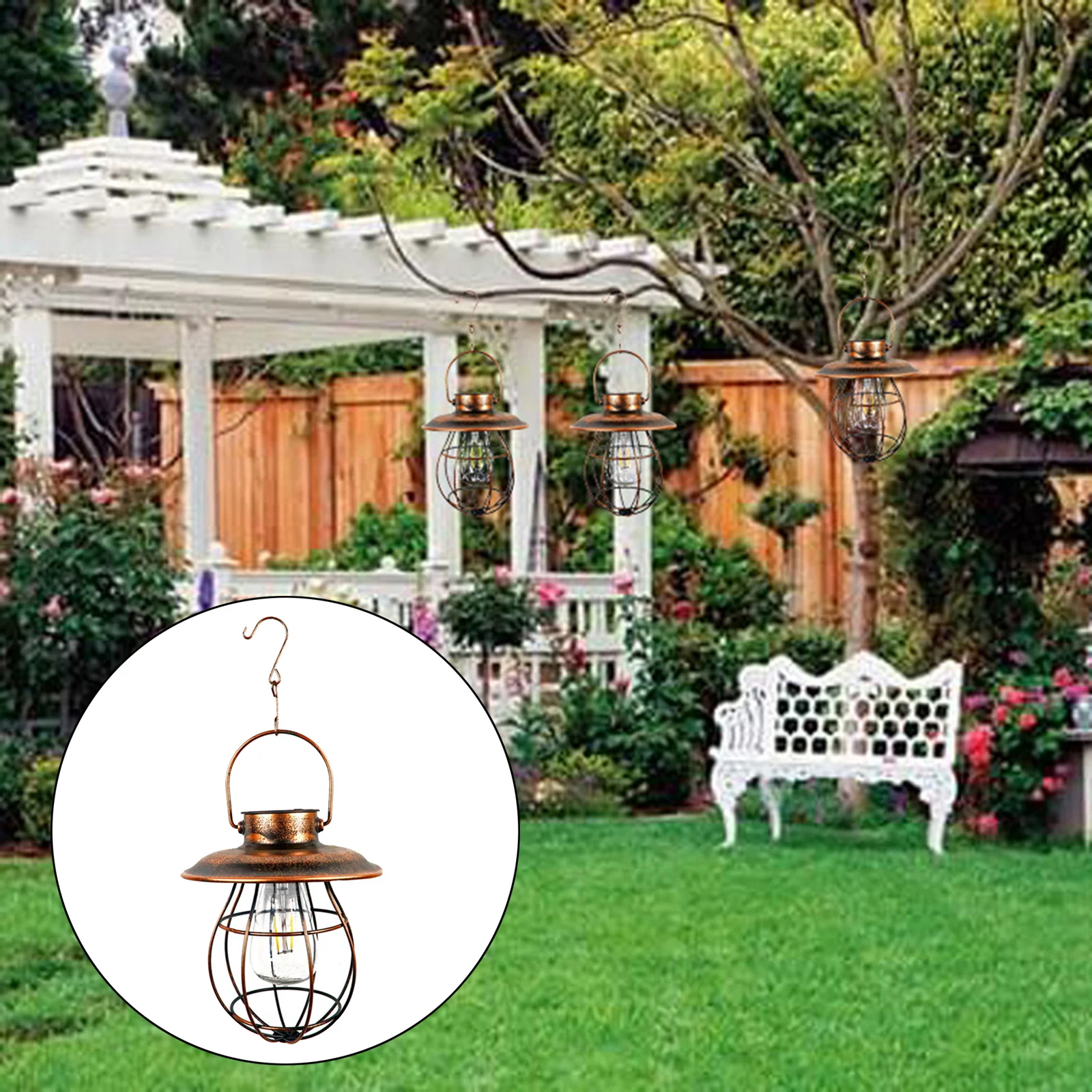 Solar Lantern Lamp Outdoor Hanging Waterproof Portable Garden Decorative Camp Light for Patio Garden Party Landscape Pavilion