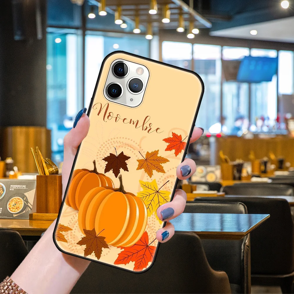 phone cases for iphone 11 Phone Case For Apple IPhone 13 12 11 Mini Pro MAX SE X XS XR 8 7 6 S Plus Black Cover Etui Luxury Waterproof Autumn Pumpkins cases for iphone xr