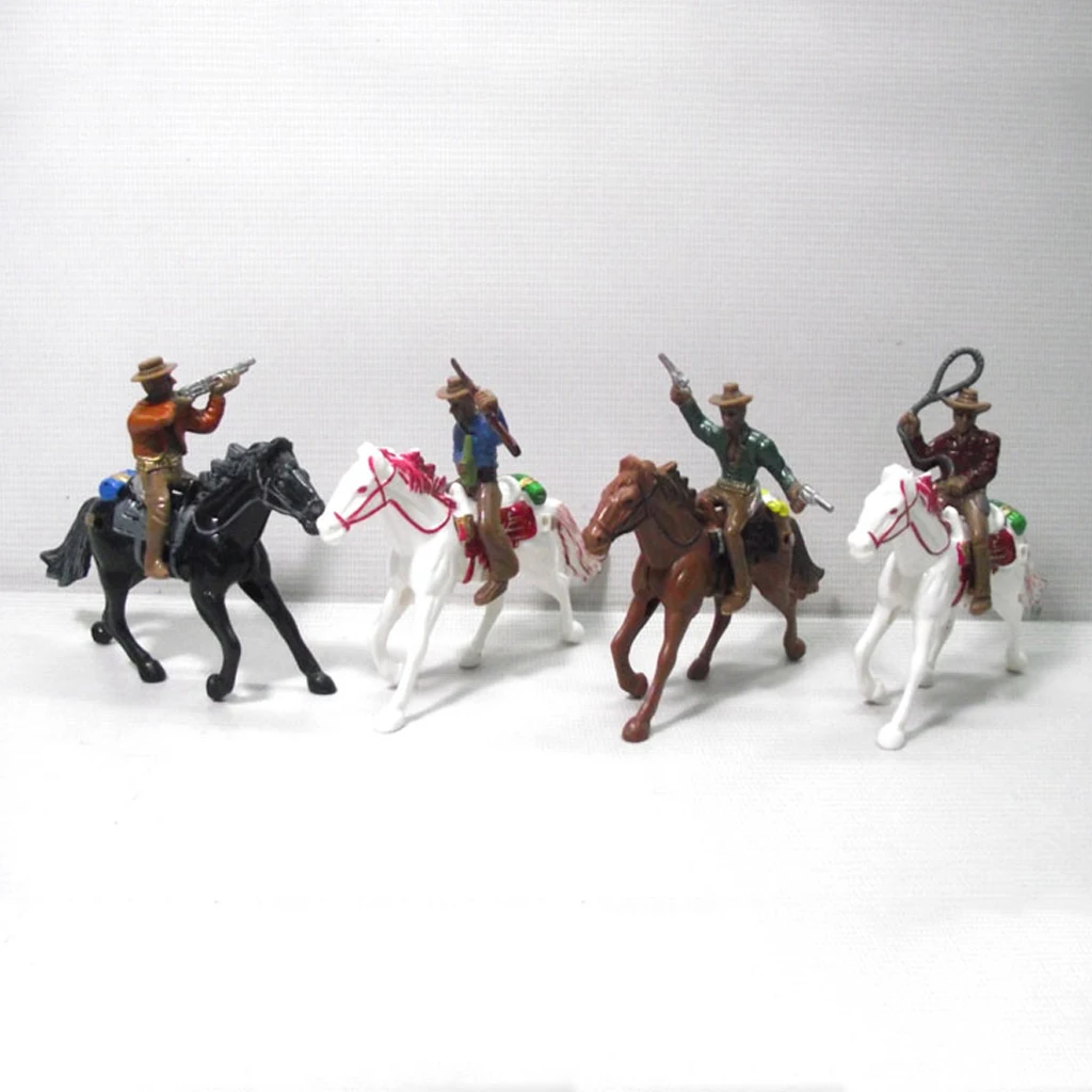 Cowboy and Horse Model Statue Figure Mini Western American Style Toy 