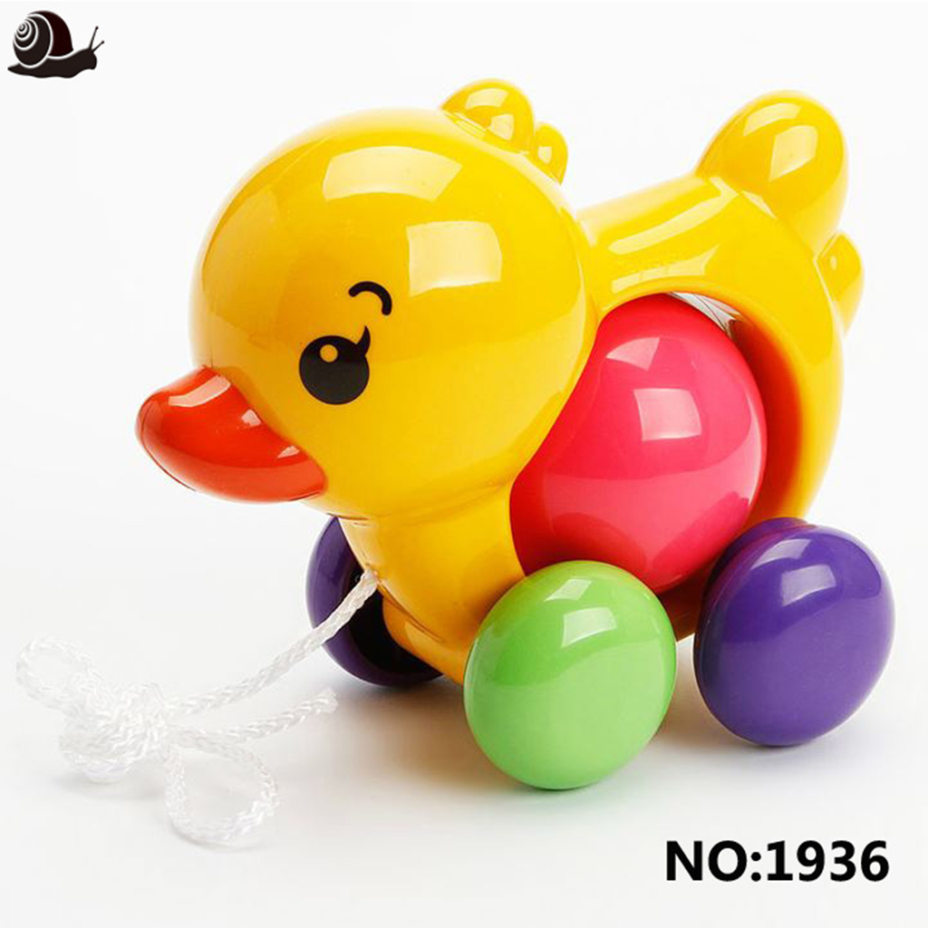 Lovely Yellow Duck Pull Along Toy, Plastic Animal Wheel with Sound Toy for Baby Toddlers Kids