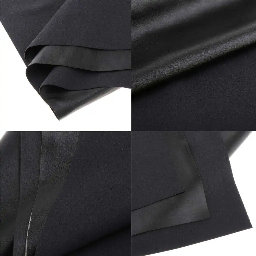 Black Weatherproof Faux Leather Finish Marine Vinyl Fabric, 93x65cm, High Quality, Durable to Use