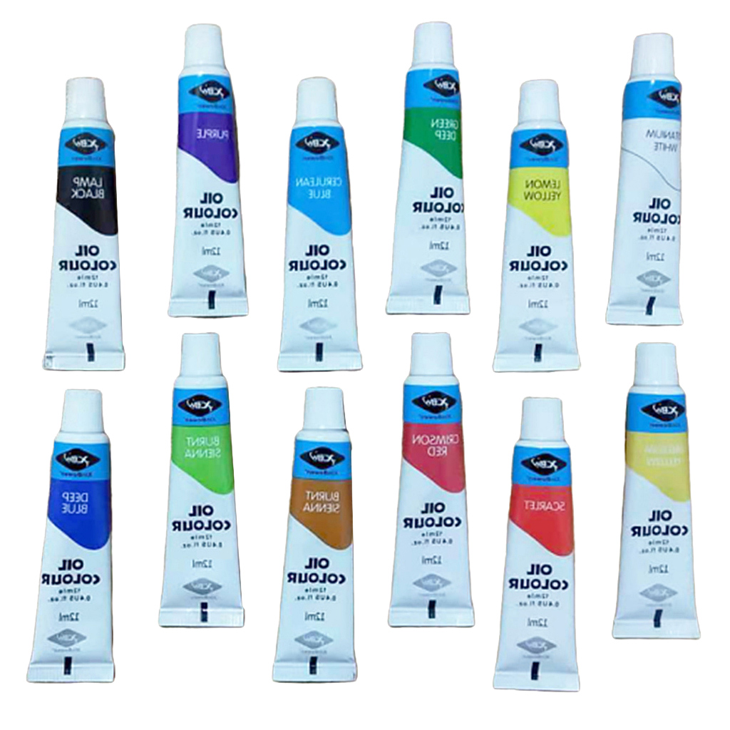 12 Colors Oil Paint Set Tube Artist Non Toxic Pigments For Kids Adults Professional Painting on Canvas Wood Clay Ceramic Crafts
