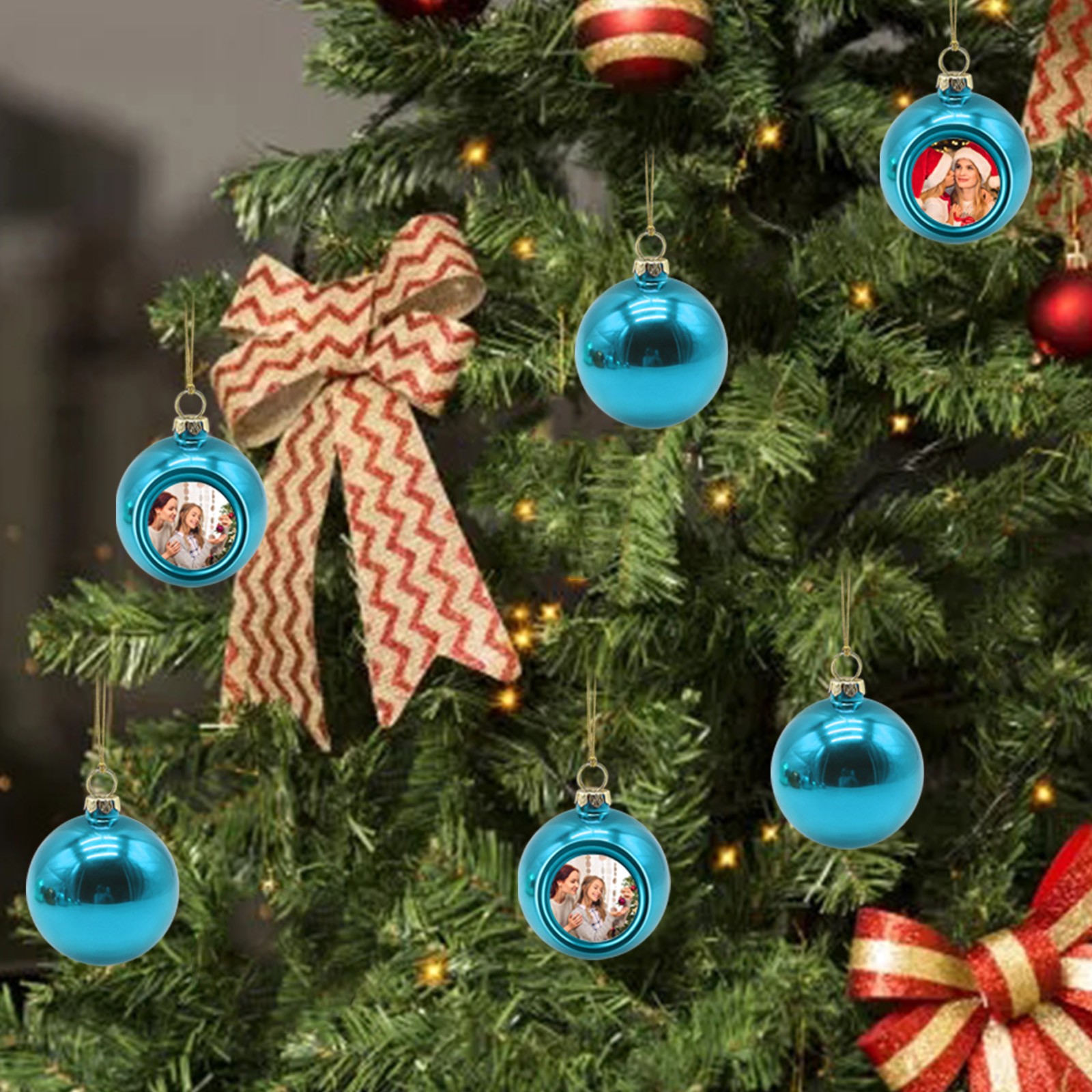 Description Picture 5 of item2pcs Blank Sublimation Christmas Ball Pendants Decoration DIY Craft Photo Print Christmas Tree Hanging Round Ornaments Gifts