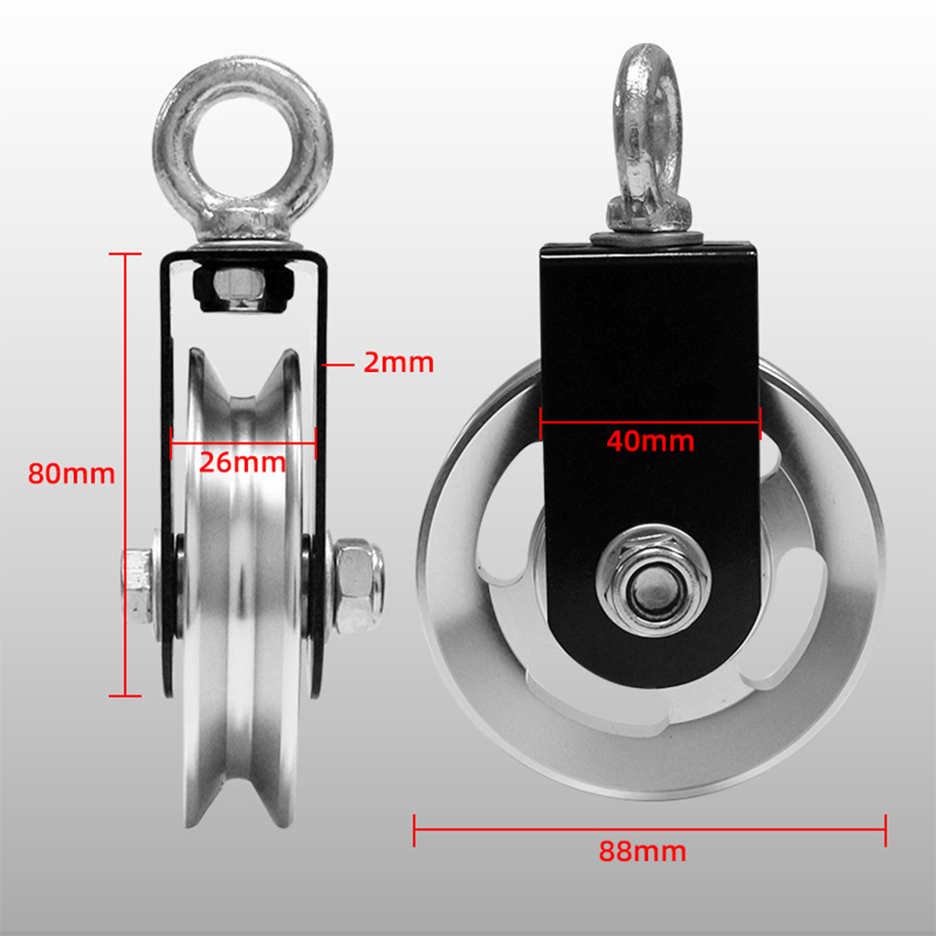 Swivel Pulley Block U-Shape Spin Pulleys Gym Fitness Guide 300kg Aluminum Alloy 73/95/88mm