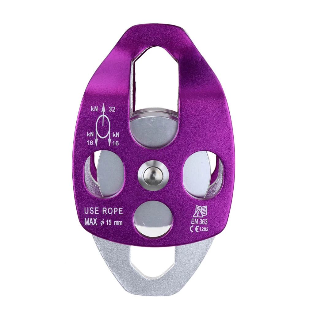 32KN Double Pulley for Hauling System Climbing  Dragging Arborist