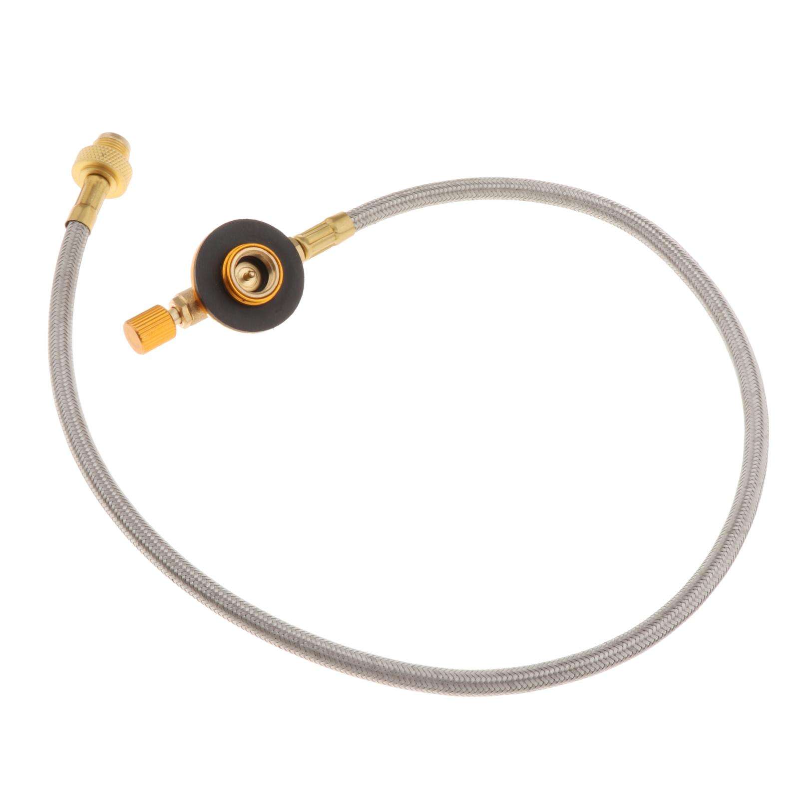 23Inch Adjustable Propane Regulator Hose Assembly, Gas Hose Pipe Tube Fits Camping Picnic BBQ Gas Cooker, Burner, Propane Tank