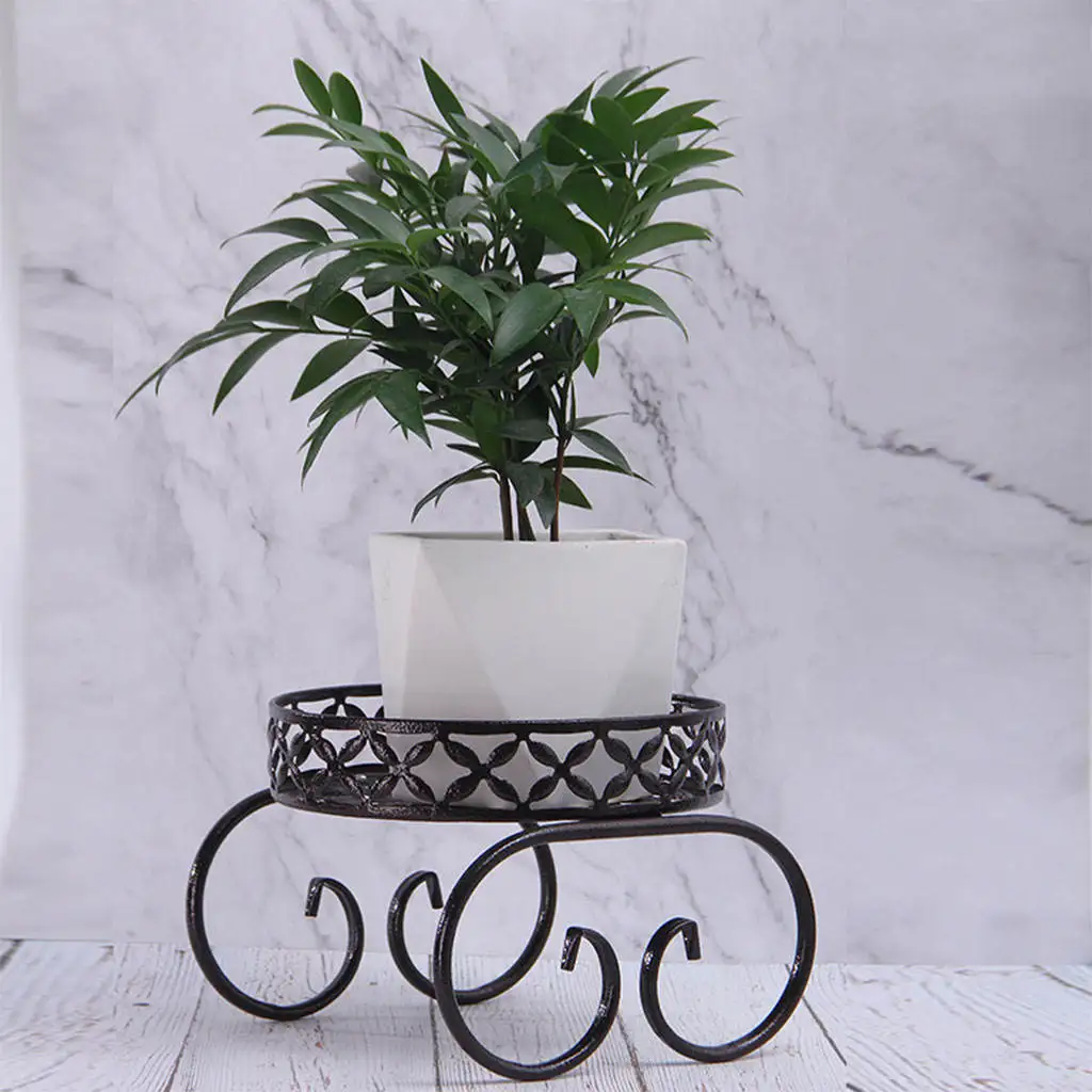 Pot Support Rack Outdoor Metal Container Wrought Iron Display Hand Finished Plant Stand Flower Rack for Plant Porch House Decor