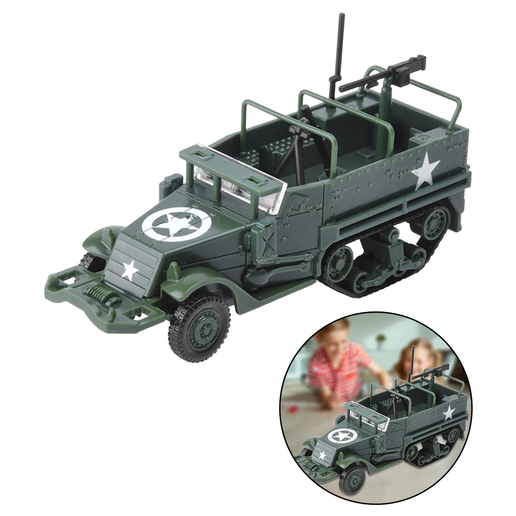 1:72 Classic Half Track Armored Vehicle Model Toys Vehicle Static Model Kits for Children Education
