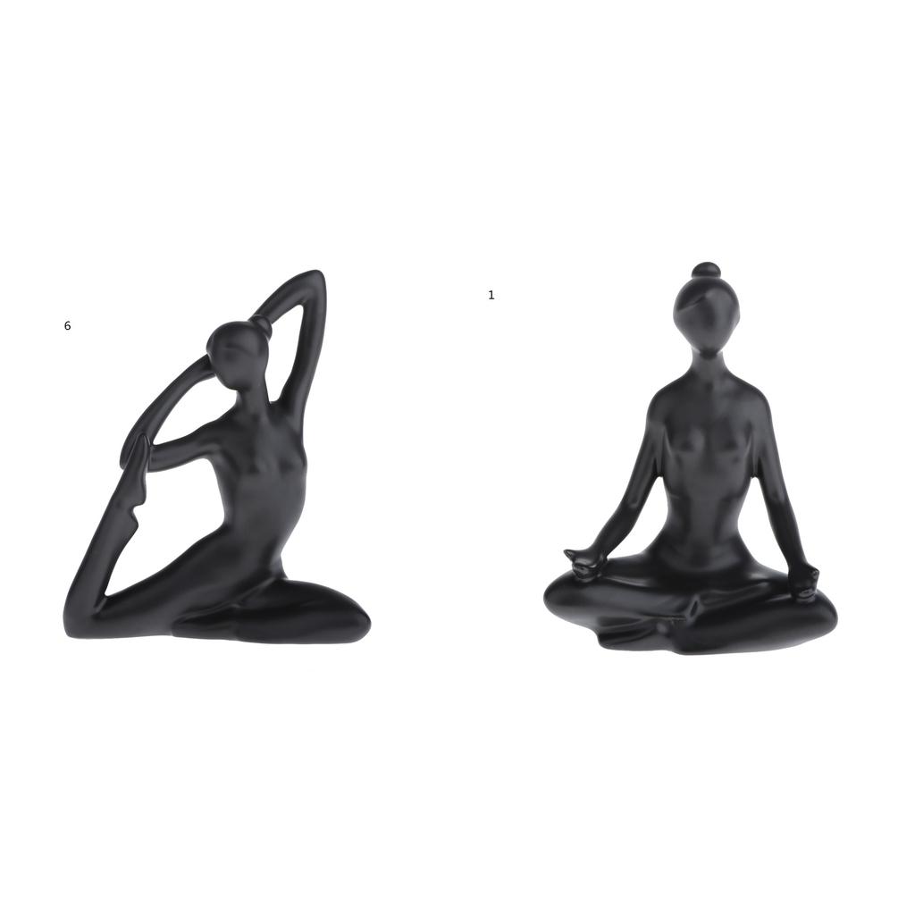2x Home Yoga Girl Ornament Ceramic Crafts Ornament Creative Home Furnishing