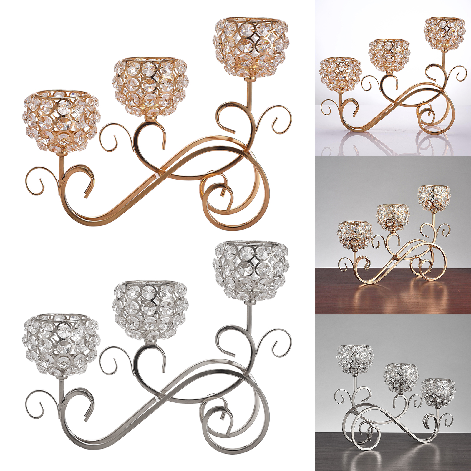 Crystal Candle Holder 3 Arms Candelabra Wedding Table Ornament Candlelight Goblet Candle Holder Home Ornament