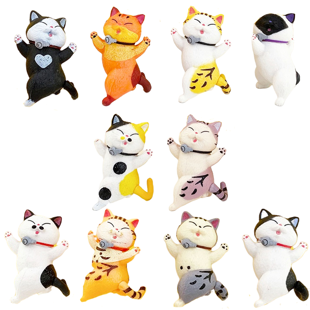 10x Plastic Car Dashboard Cat Doll Toy Ornament for Auto Interior Ornaments