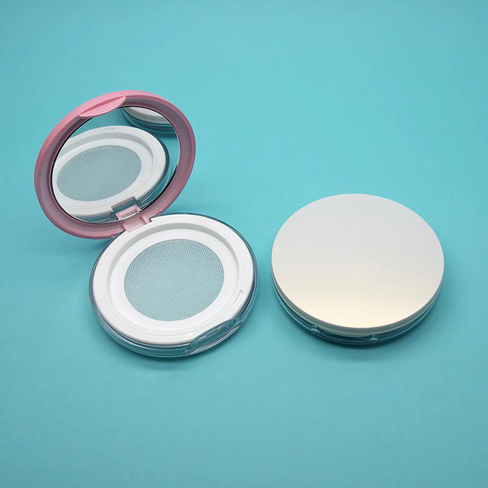0.1 oz Reusable Plastic Loose Powder Container DIY Travel Kit with Mirror