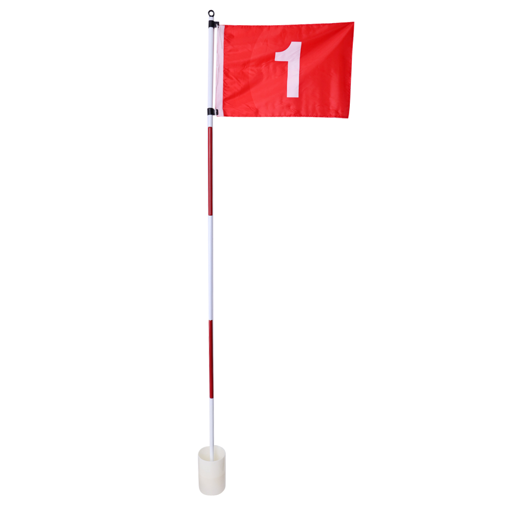 Folding Golf Flag Stick Pole Cup Course Home Golfing Practice Mark Pin Flags
