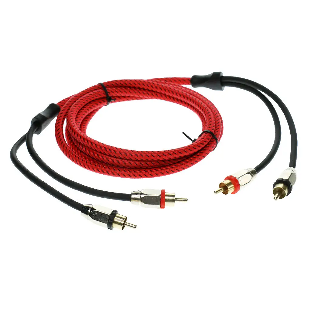 High Quality 2 Meters Male RCA Car Audio Power Cable Conversion Kit for DVD Player, Subwoofer, Digital Satellite Receivers