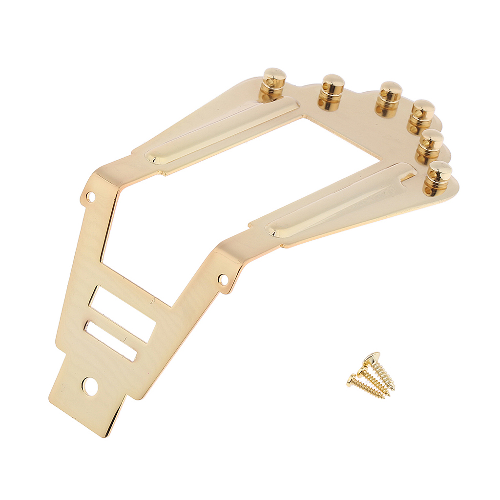Tooyful 6 String Guitar Tailpiece Bridge for Archtop Jazz Guitar Replacement Parts Golden