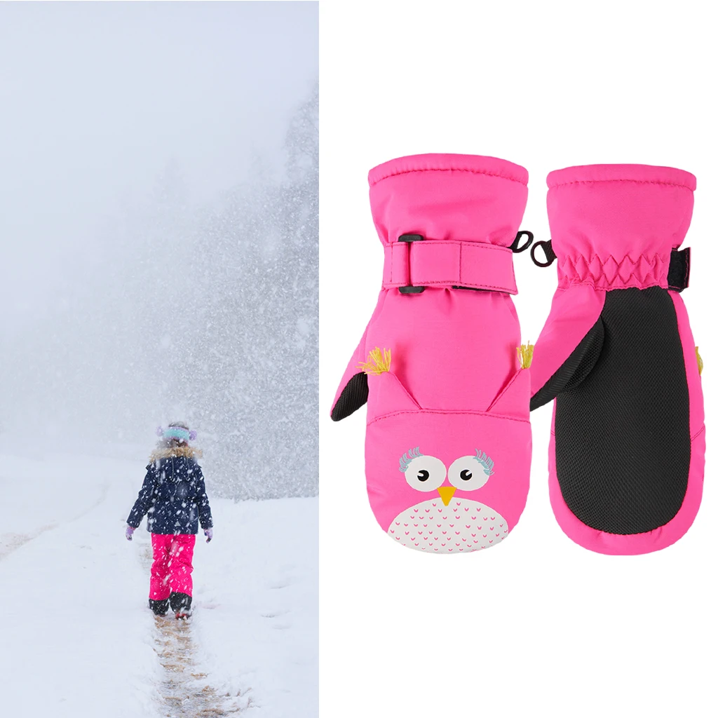 Winter Warm Gloves Children Ski Gloves Thick Velvet Windproof Mittens Gloves For Girls Keep Hands Warm 1-10 Years Old
