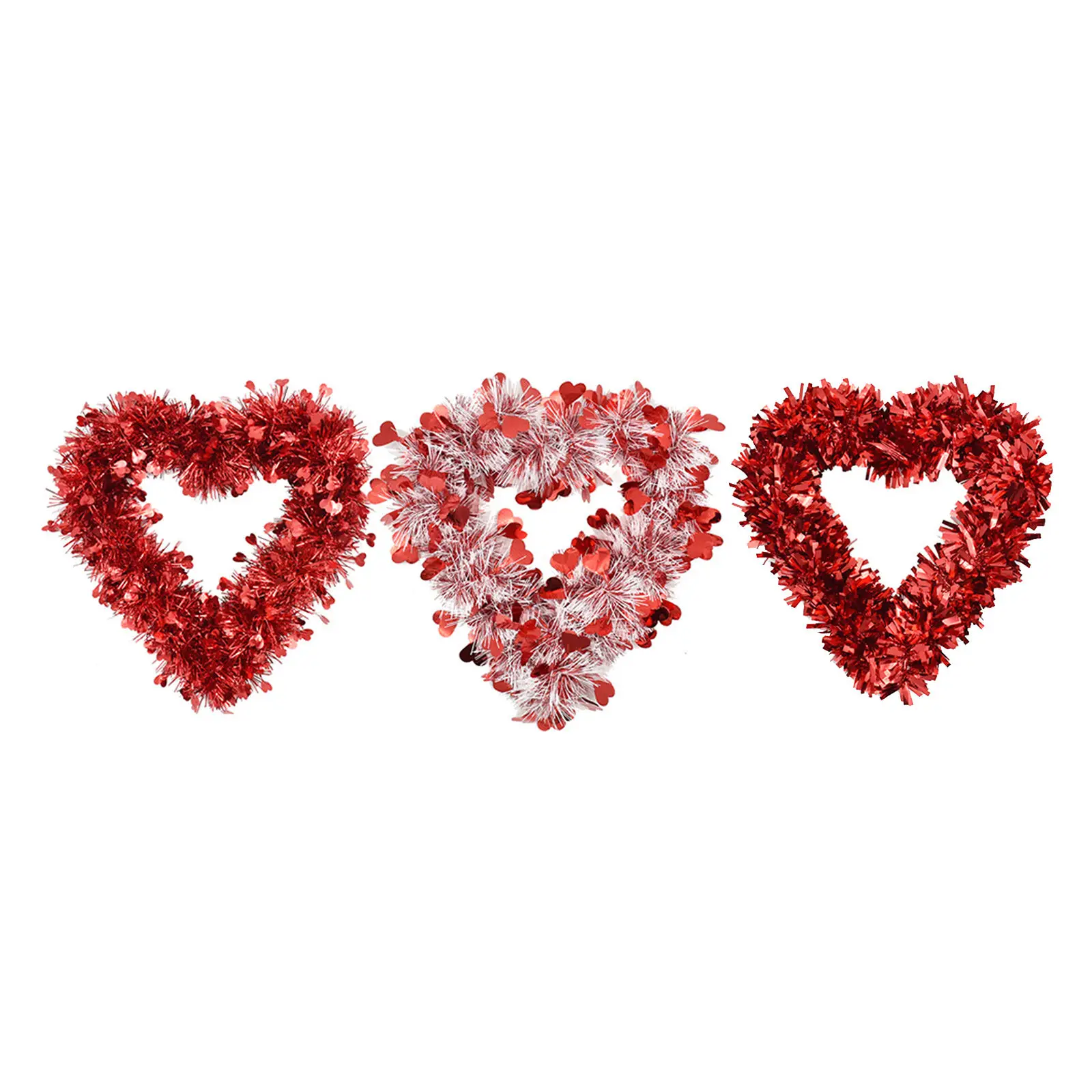 Valentine Heart Wreaths Red Tinsel Garland Decorations for Wedding Birthday Party Front Door ing Wall Window Mantel Decor