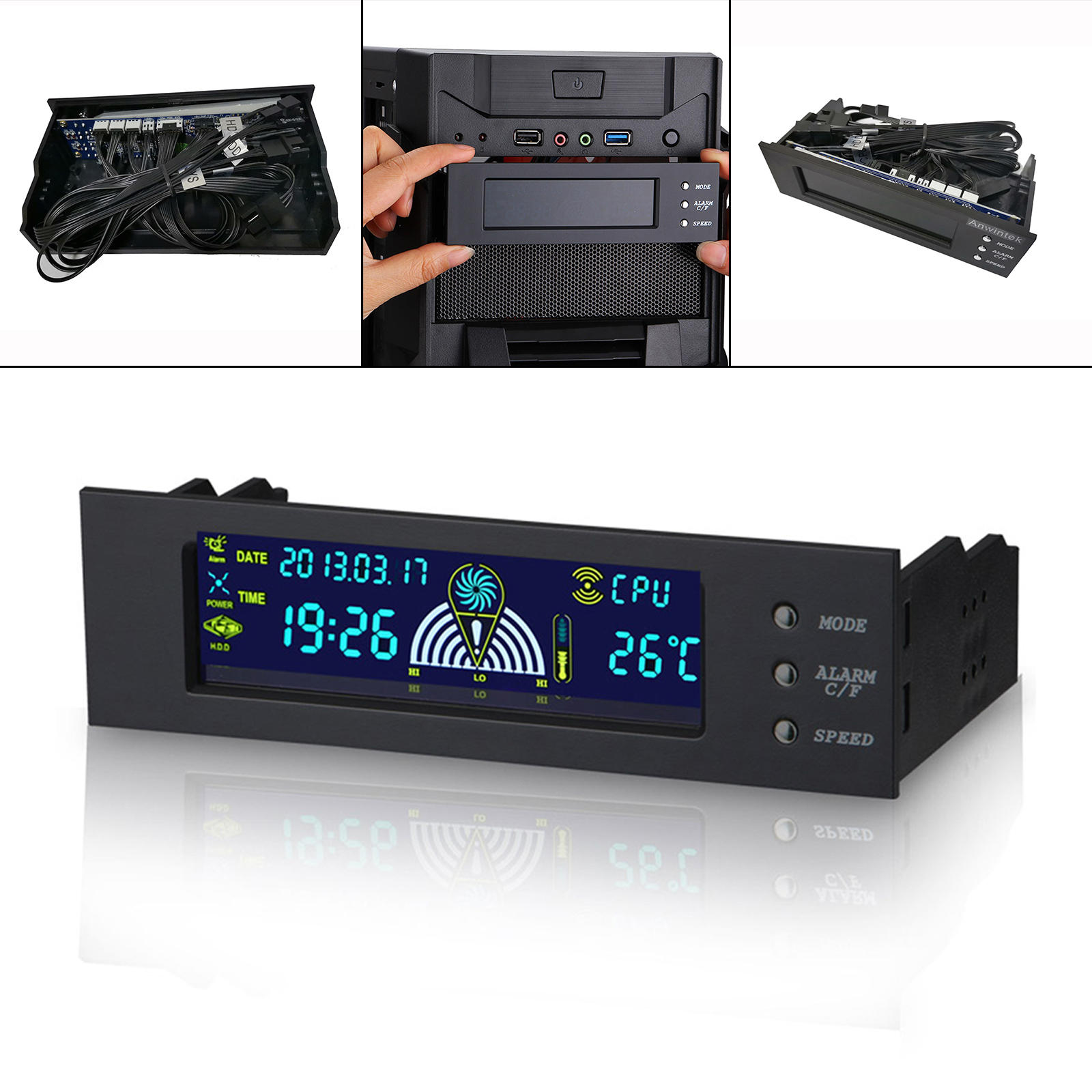 Computer Temperature Display Screen 5.25” External Expansion LCD Screen for Women