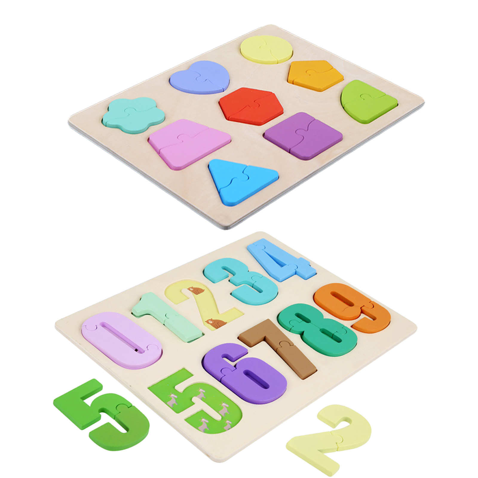 Colorful Wood Shape Match Puzzle Activity Board Preschool Learning Fun Montessori Training Toy for 2 3 Years Old Kids Gift