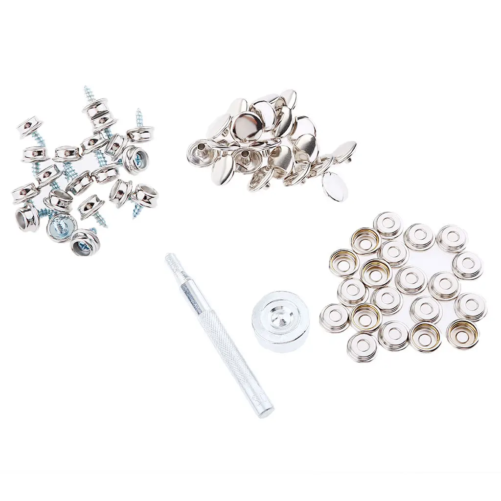 152Pcs Stainless Steel Boat Marine Cover Fastener Snap 3/8`` Screw Kit with Installation Tool