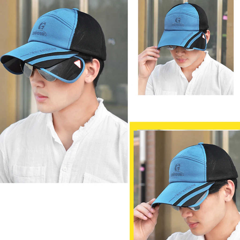 Outdoor Sports Hats with Extended Visor Brims, Cycling Running Fishing Caps Sun Protection Headwear