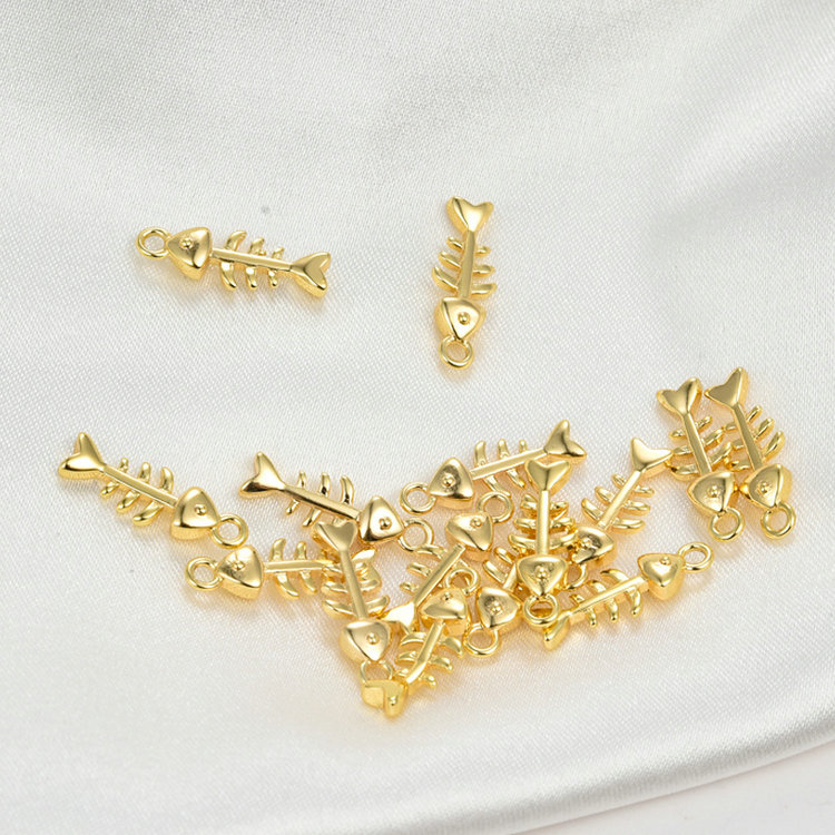 6pcs 6x16mm 14 Karat Gold Farbe Messing Fischgräten Charms Anhänger DIY Schmuck Ergebnisse Zubehör Großhandel – Detail 1