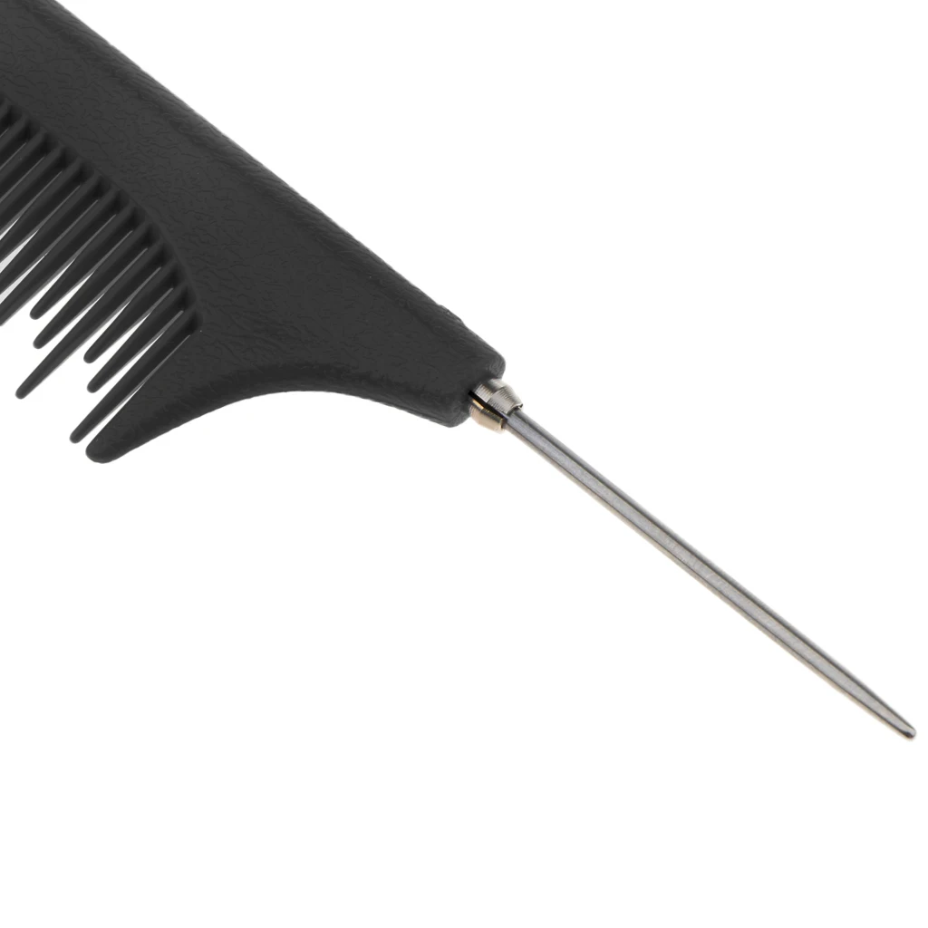 2X Pro Fine Hair Comb Tooth Tail Tip Pick Hair Hairbrush for Hairstyling Black