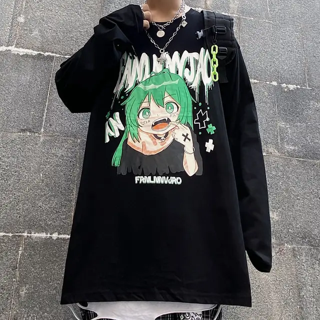 Miku masculina e feminina camiseta anime extragrande, blusa de algodão,  manga curta, kawaii, manga, camiseta gráfica, streetwear verão, roupas para  casal, fofo - AliExpress