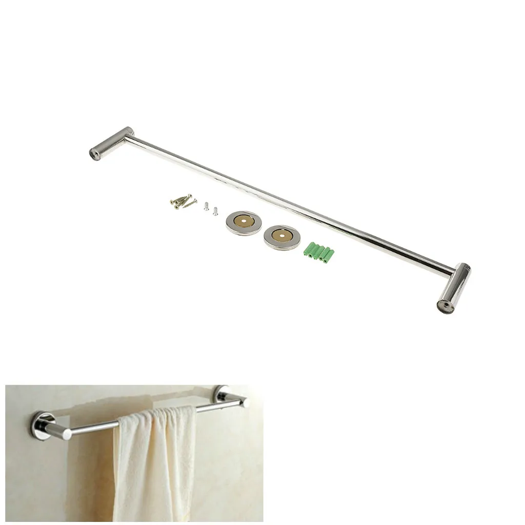 Bathroom Stainless Steel Wall Mounted Single Towel Rail Bar Rack Holder 60cm