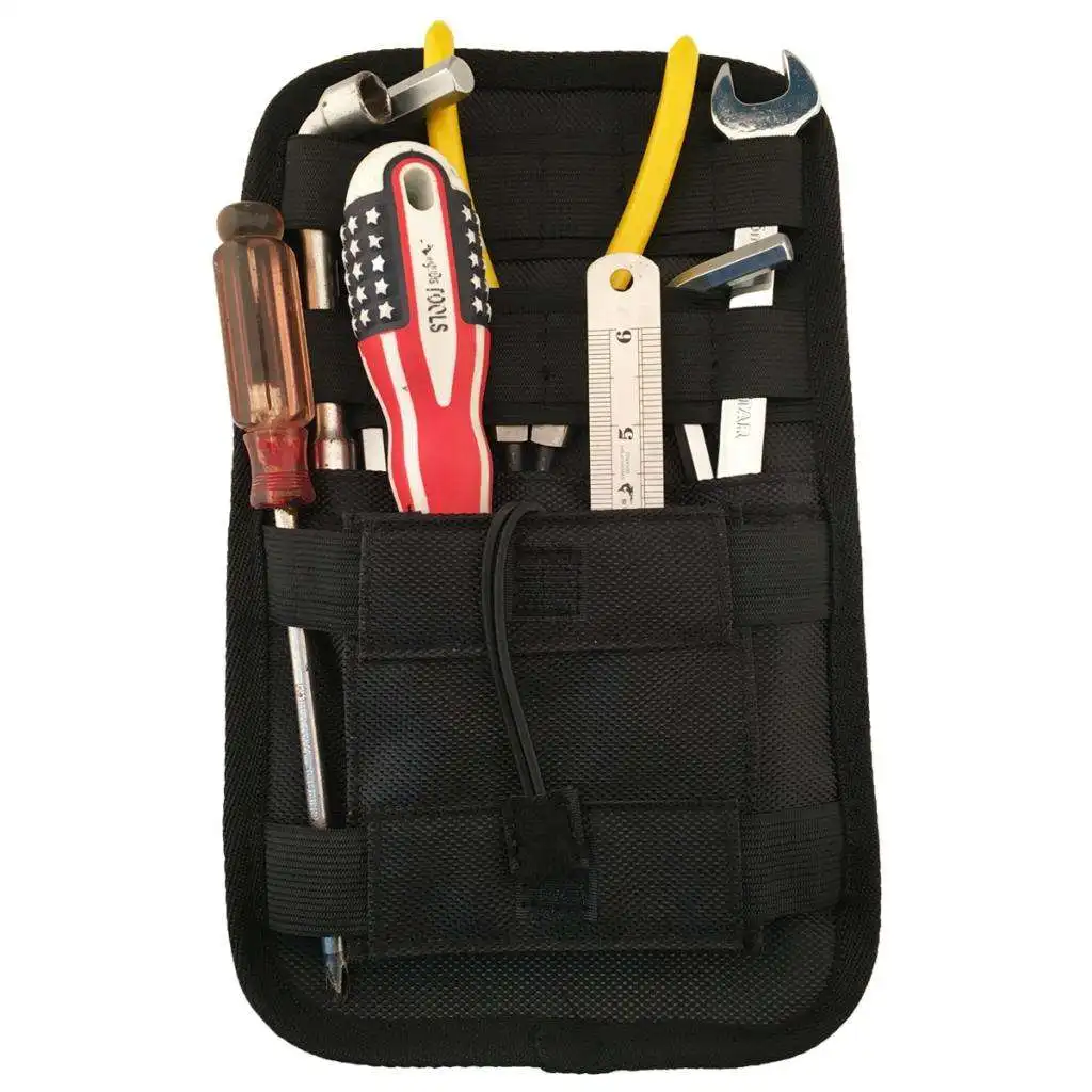 2pcs Motorcycle Bike Universal Internal Saddle Bags Small Tools Organizer Pockets, Black