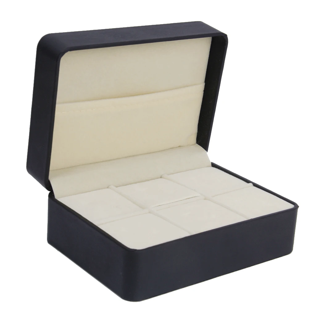 PU Leather Velvet Jewellery Box Tie Clip Brooch Pin Storage Case Holder