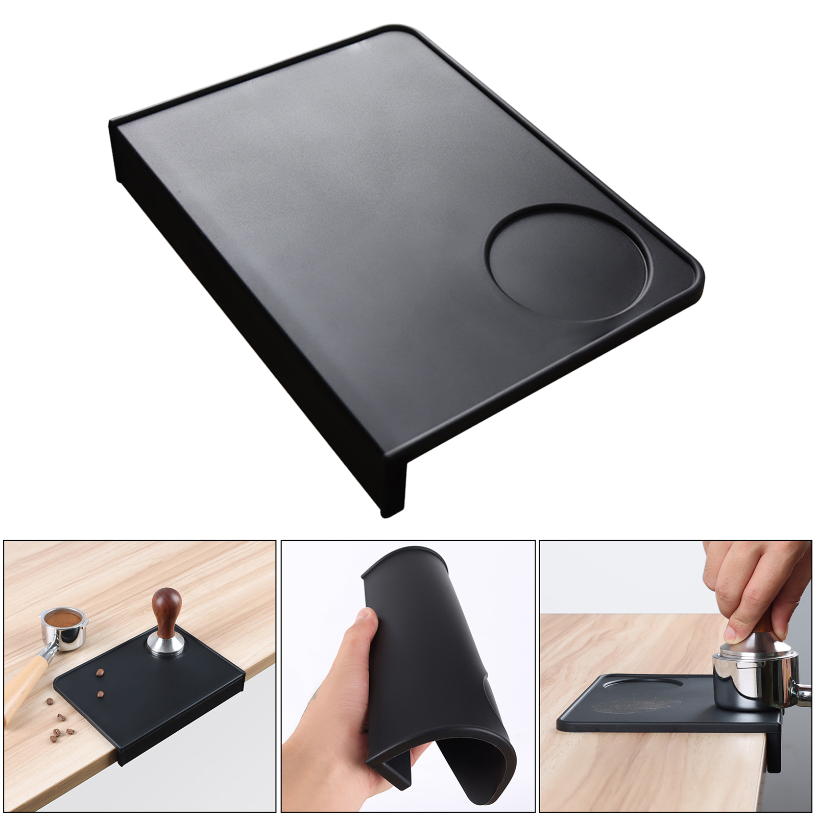 Coffee Tamper Mat Non-Slip Corner Edge Tamping Powder Pad Office Bar Shop