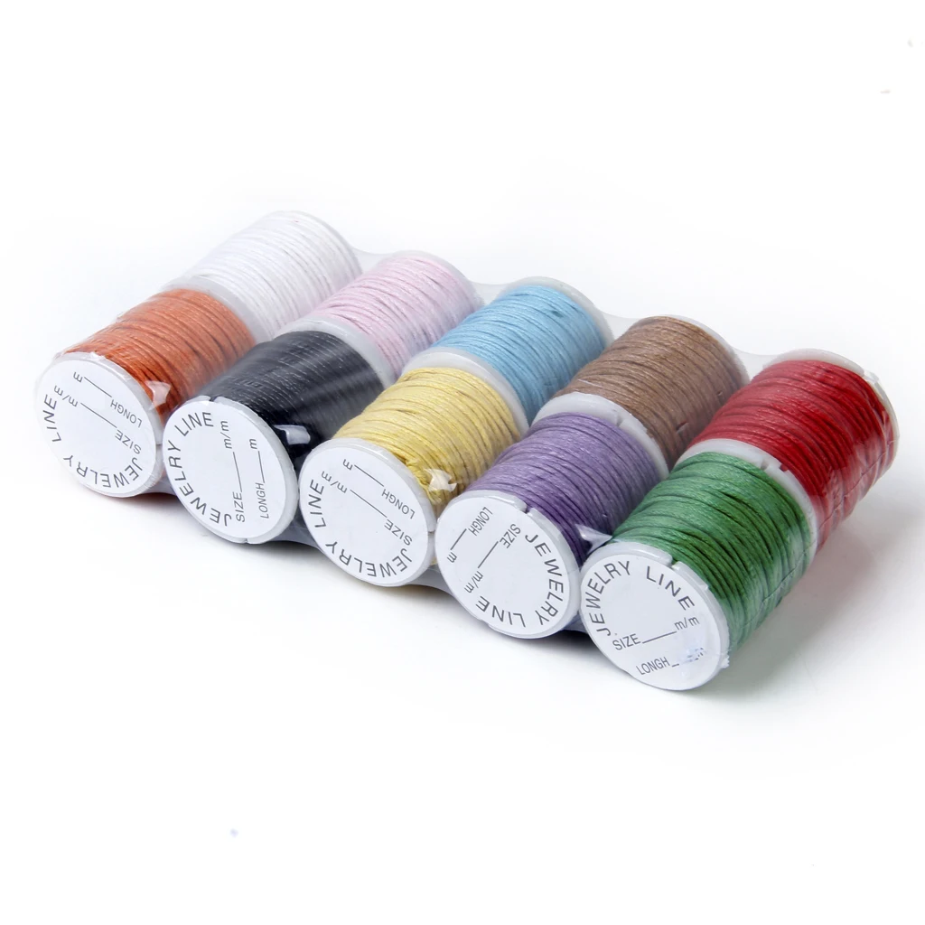 10 Rolls Mixed Color Waxed Cotton Cord String Beading Thread 1mm