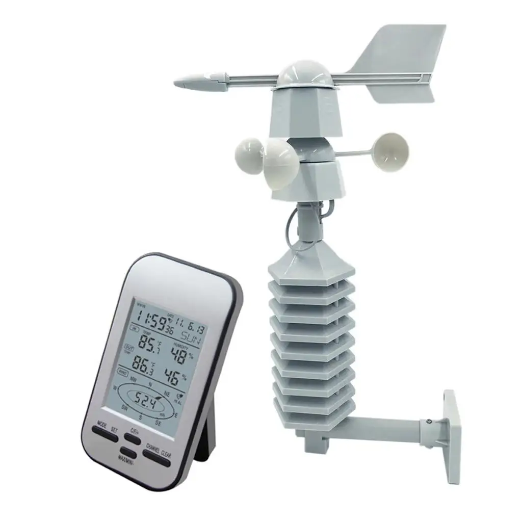 WS2032 Digital Anemometer Weather Station W/ Wind Speed& Direction Alarms 433MHz