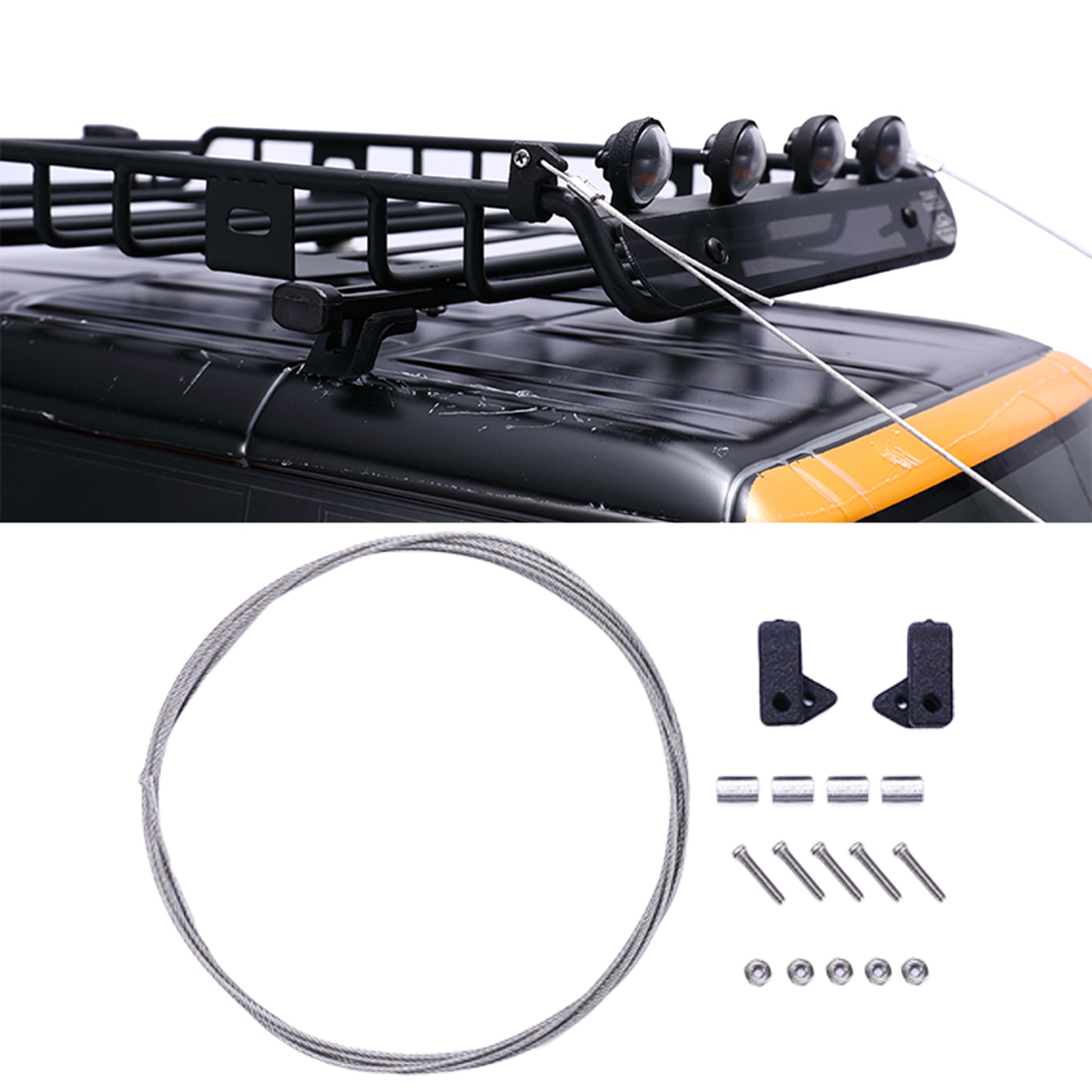 RC Car Metal Front Pull Wire Steel Rope Fit for Ford bronco 1:10 RC Off-Road Rock Crawler Model Car Climbing Truck Accs