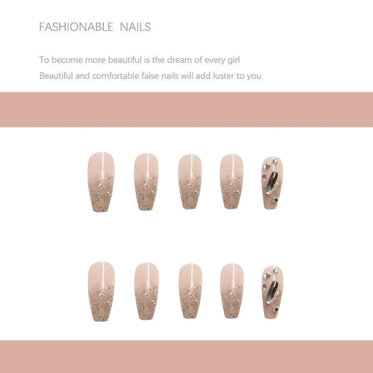 Rhinestone Designed Fake Nails