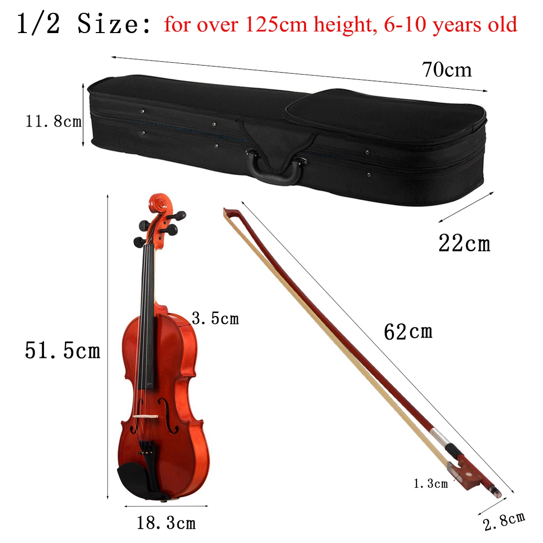 Title 10, 4/4 3/4 1/2 1/8 Acoustic Violin Color Natural /...