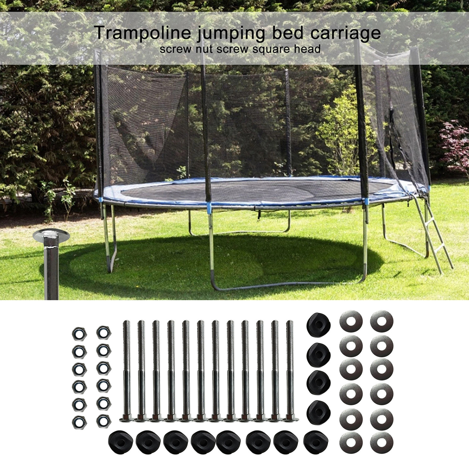 12pcs Black Trampoline Enclosure Pole Gap Spacers Plastic Trampoline Parts for Stability, will fit most models of Trampoline