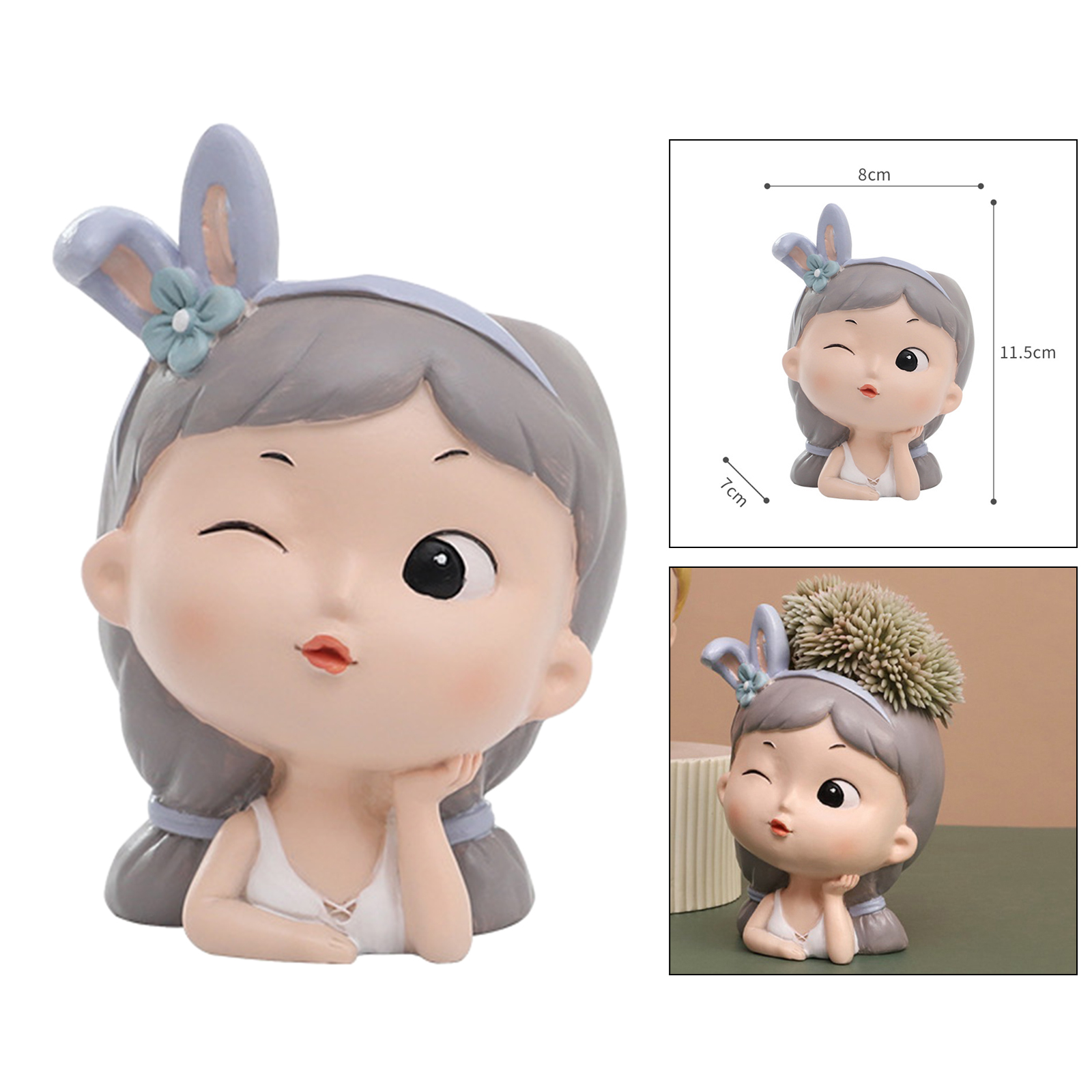 Cute Girl Succulent Planter Pots with Drainage Hole, Large Bonsai Pots Decorative Cactus Pots Flower Container Decoration