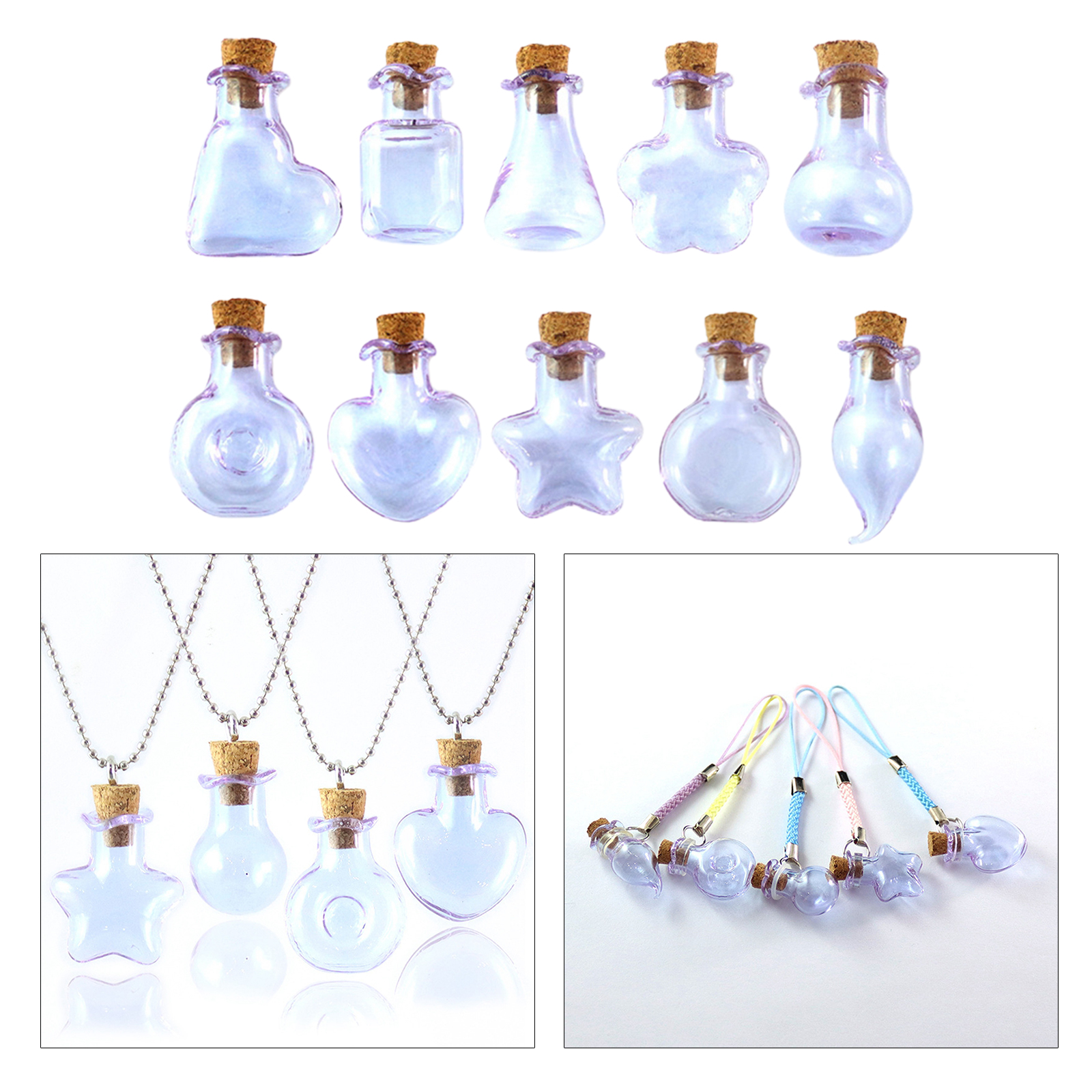 10Piece Glass Bottle Vial Cork Small Glass Bottles Jars Corks Gift